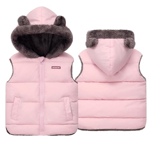 AIEOE Weste Kinder Weste Kinder Jungen mit Kapuze Weste Kinder Mädchen Only Westen für Mädchen Fleece 3-4 Jahre Rosa von AIEOE