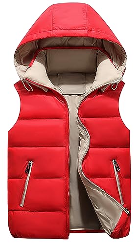 AIEOE Weste Mäntel für Kinder Mädchen und Jungen Unisex Ärmellos mit Kapuze Winter Beheizbar Leicht Geeignet von 11-12 Jahre 160cm Rot von AIEOE