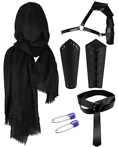 AIEOE Wikinger Kostüm Accessories Leder Schulterpanzer Armschiene Gürtel Halstuch Mittelalter Kleidung Zubehör LARP Pirat Ritter Rüstung für Halloween Fasching Cosplay von AIEOE