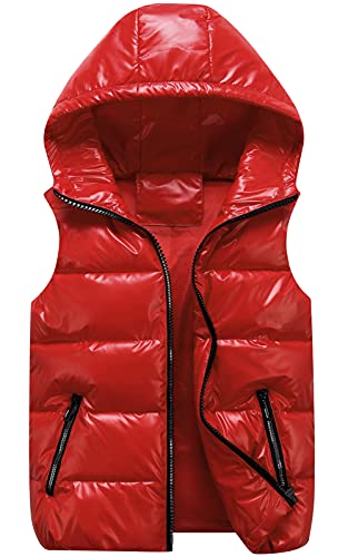 AIEOE Winter Kapuzenweste Leichte Daunenweste Jungen und Mädchen Winddicht mit Reißverschluss Ärmellos Packbar im Freien Steppweste von AIEOE