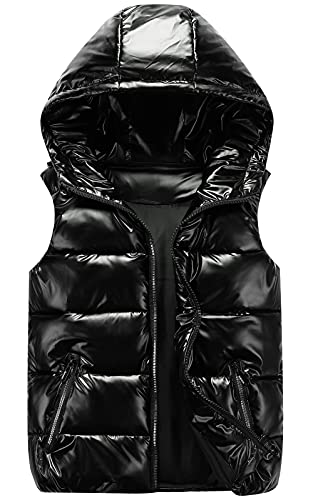 AIEOE Winter Kapuzenweste Leichte Daunenweste Jungen und Mädchen Winddicht mit Reißverschluss Ärmellos Packbar im Freien Steppweste von AIEOE