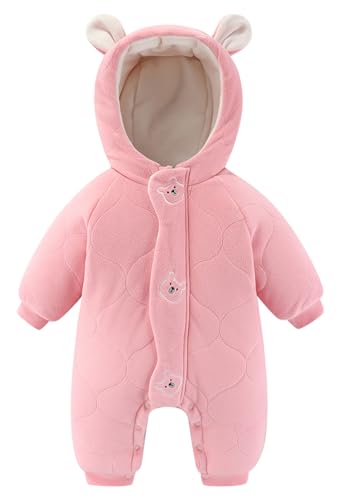 AIEOE Winteranzug Baby Mädchen Fleece Overall Baby Mädchen Winteroverall Baby Junge Baby Winter Overall Fleece 6-12 Monate Rosa von AIEOE