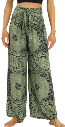AIEOE Yoga Zumba Damen Boho Strandhose Lang mit Blumen Palazzo Flatterhose Damen Casual Elegant Sommer Leicht und Luftig D02 AIEOE Yoga Zumba Damen Boho Strandhose Lang mit Blumen Palazzo Flatterhose Damen Casual Elegant Sommer Leicht und Luftig D02 von AIEOE