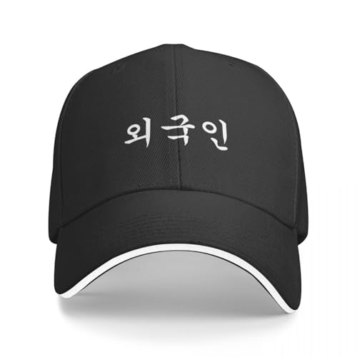 AIETPOIJ Basecap Ausländer geschrieben in koreanischen Hangul Waegukin Korea Kdrama Cap Baseball Cap Luxus Hut Cap Damen Herren von AIETPOIJ