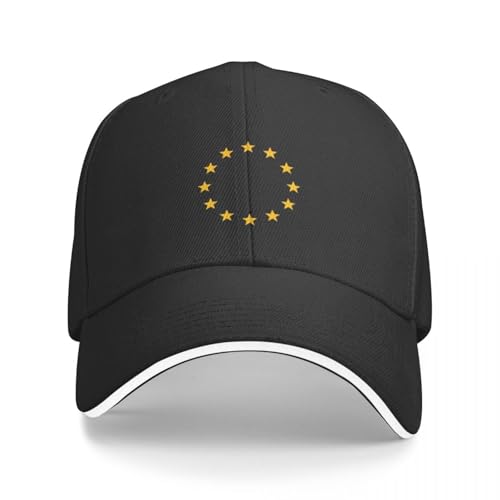 AIETPOIJ Basecap Europäische Union EU Europa Flagge Sterne Logo Baseballkappe Großformat Hut Rave Golfkappe Flauschige Mütze Kappen für Männer Frauen von AIETPOIJ