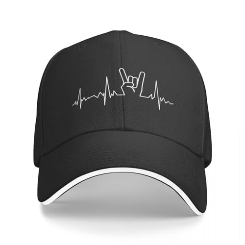 AIETPOIJ Basecap Heavy Metal Heartbeat Baseball Cap Visor Military Cap Man Golf Hat Man Ladies Hat Men's Geschenk von AIETPOIJ