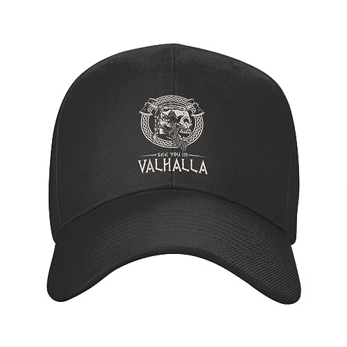 AIETPOIJ Basecap Klassische „See You In Valhalla“-Wikinger-Baseballkappe für Herren und Damen, atmungsaktiv, nordischer Krieger, Odin, Wikinger, Papa-Mütze für den Außenbereich, Snapback-Caps von AIETPOIJ