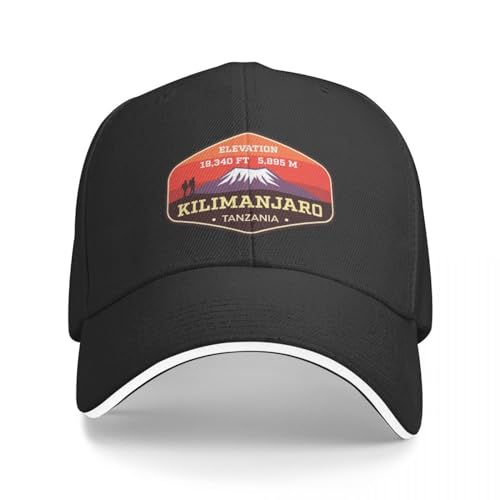 AIETPOIJ Basecap Mt. Kilimandscharo Tansania höchster Berg in Afrika Gipfel Berg Trekking Abzeichen Baseball Cap Sonnenhut Hut Herren Damen Geschenk von AIETPOIJ