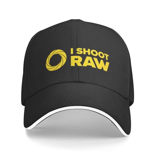 Basecap I Shoot Raw II Photography Design Gelb auf Schwarz Baseball Cap Luxus Cap Luxus Mann Hut Anime Hip Hop Damen Cap Herren Geschenk von AIETPOIJ