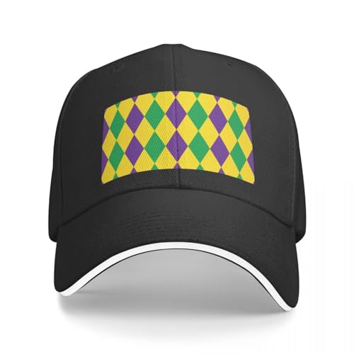 Basecap Mardi Gras Harlekin Diamanten Muster Baseball Cap Hip Hop Sport Caps Hüte Trucker Hüte Damen Golf Kleidung Herren Geschenk von AIETPOIJ