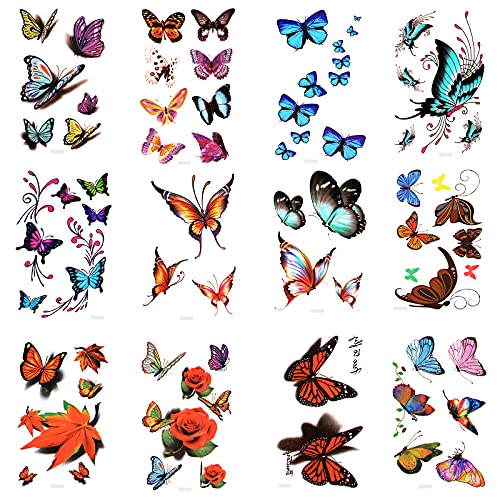 AIEX 30pcs Schmetterling Temporäre Tattoos 140 Verschiedene Arten Blumen Schmetterling Tattoos Aufkleber Wasserdichte 3d Tattoo für Party Favors Tägliche Kunden von AIEX