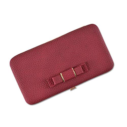 AIFILLE Clutch Geldbeutel Geldbörsen für Frauen Kunstleder Luxus Bowknot Zipper Handtasche Telefon Geldbörsen Fall für Frauen Damen Tasche RFID Karten Münzbeutel Vine Rot von AIFILLE