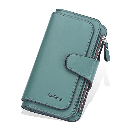 AIFILLE Damen-Geldbörsen Groß Clutch Grün, Elegant PU Leder Lange Geldbörse Große Kapazität Portemonnaie Damen Viele Fächer mit 24 Kartenfächer Kartenetui Geldbeutel Frauen Handytasche Portmonee Damen von AIFILLE