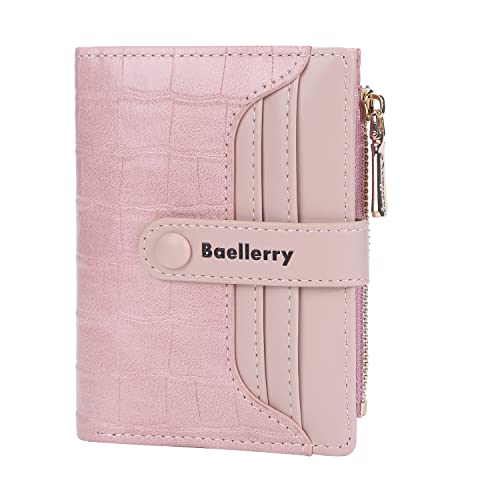AIFILLE Geldbörse Damen Klein Viele Fächer RFID Schutz Kurzer Geldbeutel Leder PU für Frauen Mädchen Kleine Brieftasche Portemonnaie Kreditkartenetui Damen mit Münzfach und Reißverschluss, Rosa von AIFILLE