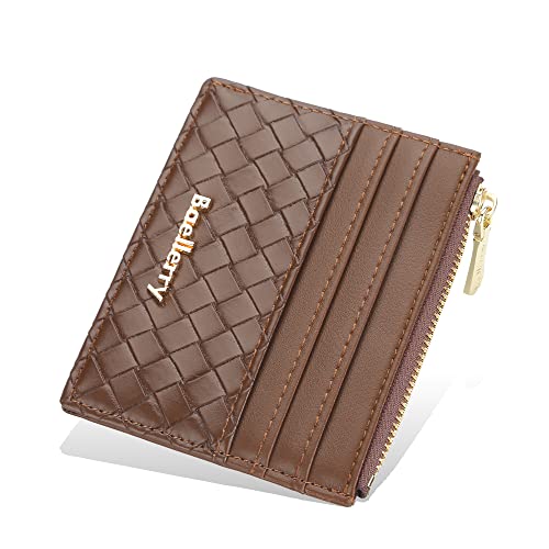 AIFILLE Geldbörse Damen mit Münzfach Braun, Klein Kreditkartenetui Leder Damen Portemonnaie Geldbeutel Kartenetui mit Reißverschluss für Frauen Mädchen Karten Mini Card Holder Wallet for Women von AIFILLE