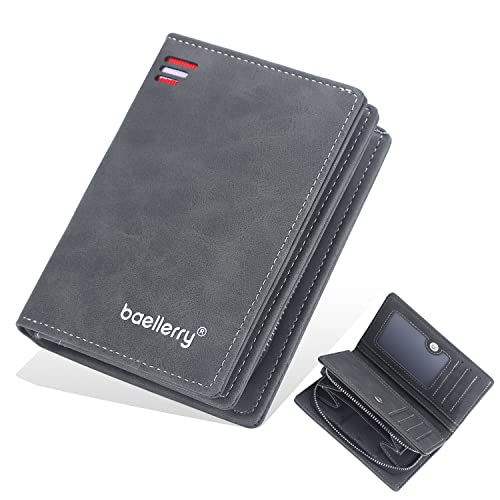 AIFILLE Geldbörse Herren Klein Mit Münzfach und Geldklammer Schwarz, Mini Geldbeutel Prämie PU Leder RFID Schutz Männer Mit Kartenetui Portemonnaie Geld Organizer Slim Wallet von AIFILLE