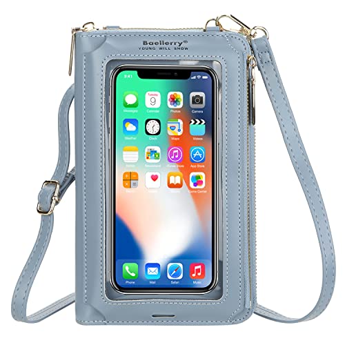 AIFILLE Handtasche Damen Umhängetasche Klein Modern Blau, Elegant Schultertasche Damen Umhänge mit Geldbörse/Transparent Touchable Handy Tasche für iPhone Samsung/Clutch/Crossbody Bag for Women von AIFILLE