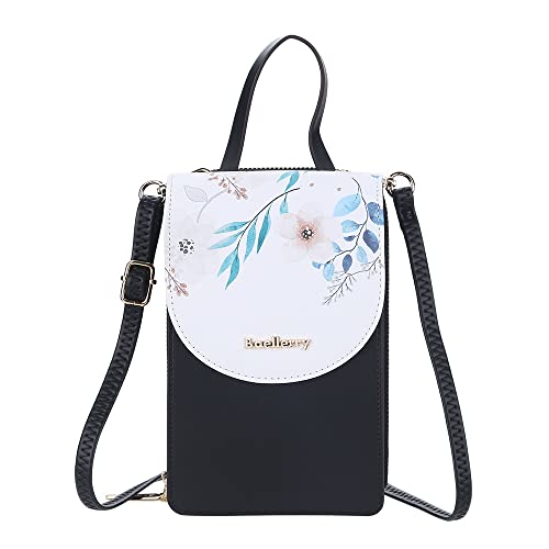 AIFILLE Kleine Tasche Dame Handtaschen Schwarz Handytasche PU Ledertasche Touchscreen Handy Umhängetasche Geldbörse mit Kartenfächer Zipper Portemonnaie Handy-geldtasche Passt Handy unter 6,7 zoll von AIFILLE