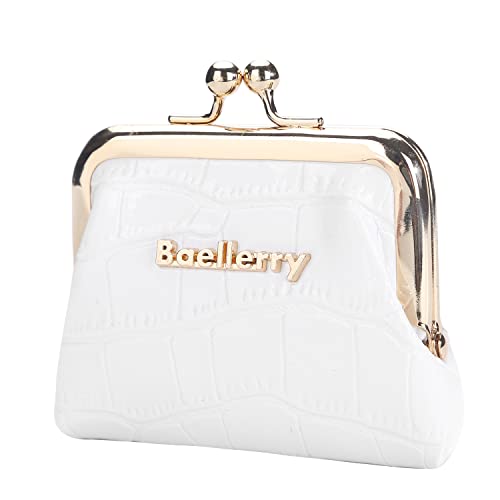 AIFILLE Minibörse Damen Klein Weiß, Geldbörse Leder PU Portemonnaie Mini Coin Purse Slim Wallet Kleingeldbörse Münzbörsen mit Clipverschluss Klickverschluss Knipsbörse Münzbeutel für Damen Mädchen von AIFILLE