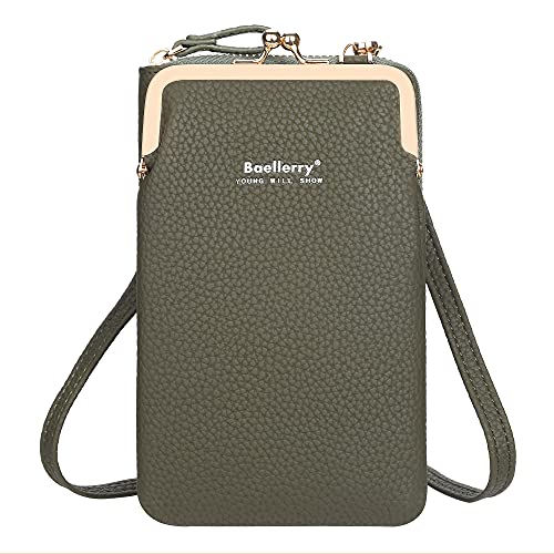 Handy Umhängetasche Damen Grün, AIFILLE Handytasche mit Geldbörse zum Umhängen Leder PU mit Kartenetui Mini Cross Body for Women Girls Schultertasche Brieftasche mit Verstellbar Abnehmbar Schultergurt von AIFILLE