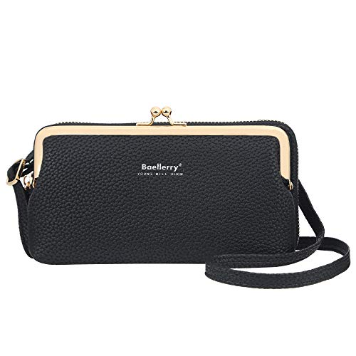 Handyumhängetaschen Damen mit Geldbörse Schwarz, AIFILLE Handytasche und Geldbörse zum Umhängen Crossbody Leder Schultertasche Geldbeutel Klein Phone Tasche für iPhone 12 11 13 14 Pro Max 6 7 8 XR XS von AIFILLE