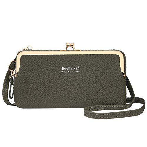 Mini Umhängetasche Damen Grün, AIFILLE Klein Handytasche zum Umhängen mit Geldbörse Damen Leder PU Handy Umhängetasche Crossbody Handy Tasche mit Kartenfächer Schultertasche für Handy unter 6,9 Zoll von AIFILLE
