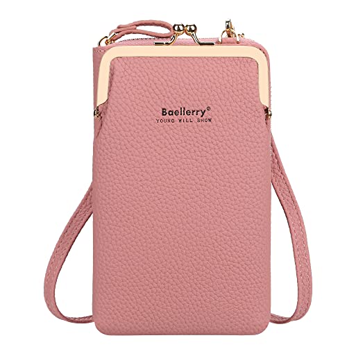 Tasche Damen Umhängetasche Klein Dunkelrosa, AIFILLE Kleine Handy Umhängetasche mit Geldbörse Damen Leder PU Handy Schultertasche Brieftasche Messenger Universal Handy Tasche Crossbady Bag for Women von AIFILLE
