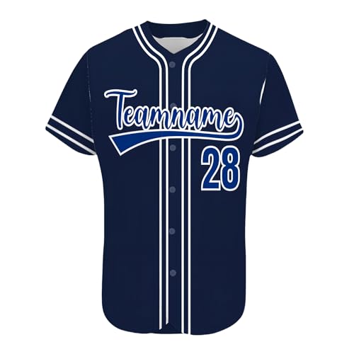AIFLM Benutzerdefinierte Baseball-Trikots, Personalisierte Button-Down Baseball-Shirts, Individuelle Baseball-Shirts FüR MäNner, Frauen, Jugendliche, Druck-Namennummern von AIFLM
