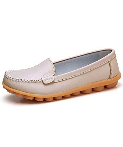 AIFLM Damen Leder Loafer Mokassin Tritt Mit Einem Fuß Auf Schuhe Freizeitschuhe Fahrschuhe Wanderschuhe Schuh Fahren Krankenschwester Schuhe von AIFLM