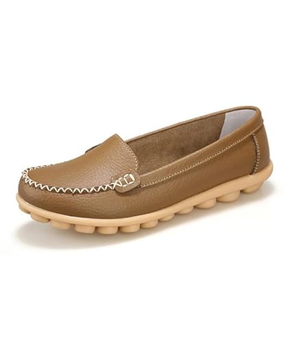 AIFLM Damen Leder Loafer Mokassin Tritt Mit Einem Fuß Auf Schuhe Freizeitschuhe Fahrschuhe Wanderschuhe Schuh Fahren Krankenschwester Schuhe von AIFLM