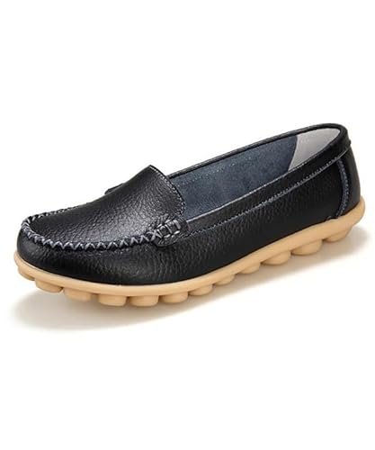 AIFLM Damen Leder Loafer Mokassin Tritt Mit Einem Fuß Auf Schuhe Freizeitschuhe Fahrschuhe Wanderschuhe Schuh Fahren Krankenschwester Schuhe von AIFLM