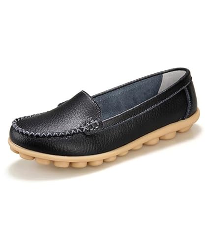 AIFLM Damen Leder Loafer Mokassin Tritt Mit Einem Fuß Auf Schuhe Freizeitschuhe Fahrschuhe Wanderschuhe Schuh Fahren Krankenschwester Schuhe von AIFLM