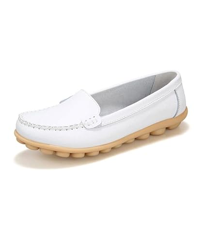 AIFLM Damen Leder Loafer Mokassin Tritt Mit Einem Fuß Auf Schuhe Freizeitschuhe Fahrschuhe Wanderschuhe Schuh Fahren Krankenschwester Schuhe von AIFLM