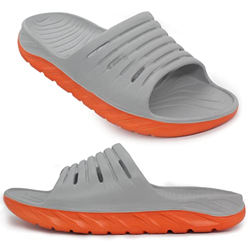 AIFLM Herren Sport Recovery Slide Sandalen mit Plantar Fasciitis Arch Support Dickes Kissen Freizeit Hausschuhe Leichte Komfort Orthesen Open Toe U-förmige Schuhe von AIFLM