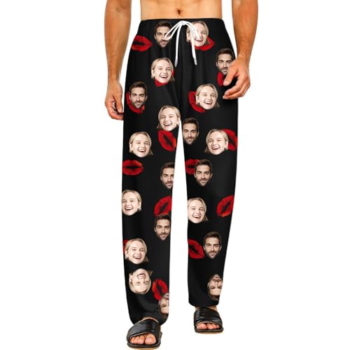 AIFLM Personalisierte lustige Pyjamahose mit Fotogesicht, Individueller Gesichts Pyjama, Benutzerdefinierte Foto Gesicht gedruckt Nachtwäsche Pyjama Hosen, Loungewear Geschenke, Familienpyjamas von AIFLM