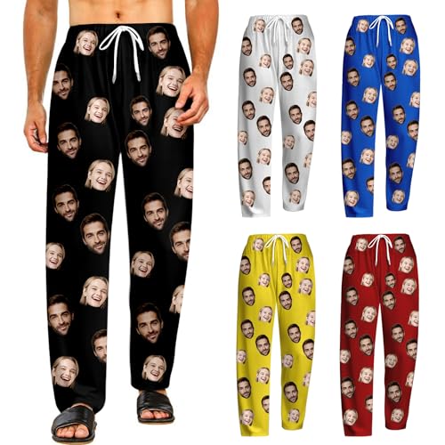 AIFLM Personalisierte lustige Pyjamahose mit Fotogesicht, Individueller Gesichts Pyjama, Benutzerdefinierte Foto Gesicht gedruckt Nachtwäsche Pyjama Hosen, Loungewear Geschenke, Familienpyjamas von AIFLM