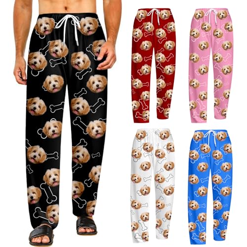 AIFLM Personalisierte lustige Pyjamahose mit Fotogesicht, Individueller Gesichts Pyjama, Benutzerdefinierte Foto Gesicht gedruckt Nachtwäsche Pyjama Hosen, Loungewear Geschenke, Familienpyjamas von AIFLM
