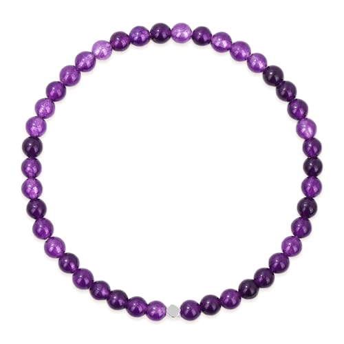 AIFUYUDM 4mm Heilstein Armband Damen, Perlenarmband für Frauen mit Elastikband, Heilstein Edelstein Amethysts Armbänder für Energie & Glück Geschenk für Tochter Mutter Schwester Freundin von AIFUYUDM