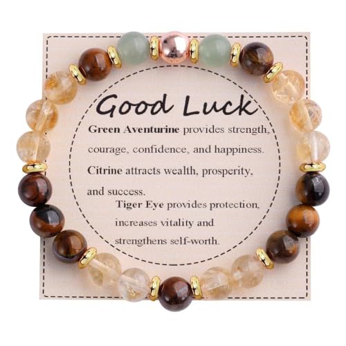 AIFUYUDM 8mm Heilstein Armband Damen, Armband mit natürlichen Edelsteinen, Perlenarmband für Frauen mit Bedeutungskarte, Heilstein Edelstein Armbänder für Energie & Glück Geschenk für Frauen von AIFUYUDM