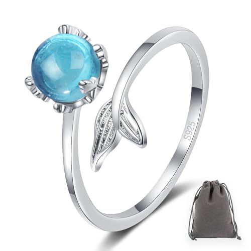 AIFUYUDM 925 Silber Ringe für Frauen, Mondstein Ring für Damen Verstellbar Ringe Frauen Verlobungsring Silberring Individualisierung Party Ring für Damen Schmuck mit Geschenkbox von AIFUYUDM