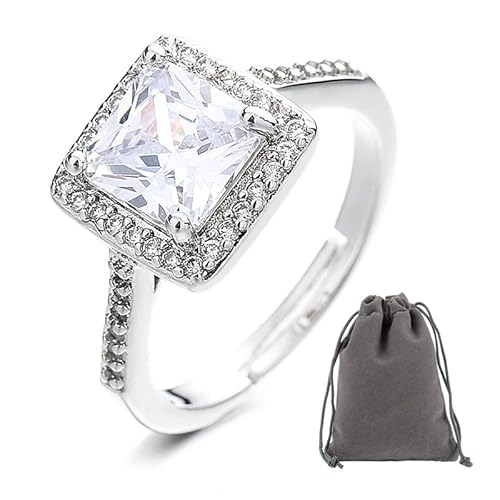 AIFUYUDM Frauen Ringe Sterling Silber 925 Zirkonia weiß im Brillantschliff Verlobungsring versprechen Ringe Ehering Damen Ring für Braut Jubiläum Geburtstagsgeschenk Ringe mit Geschenkbox von AIFUYUDM