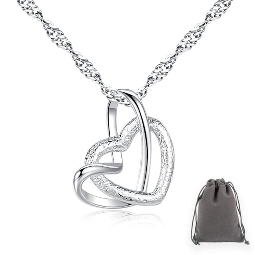 AIFUYUDM Kette Herz Damen Halskette, Silber Zirkonia Herz Anhänger Kette Damen Silberkette Damen Schmuck Jubiläum Geburtstag Geschenke für Frauen Sie Frau Freundin Mama von AIFUYUDM
