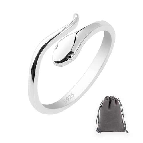 AIFUYUDM Silber Ringe für Frauen 925 Verstellbar Schlange Brilliant Verlobungsring Silberring Damen Gotisch Retro Party Snake Ring Jubiläum Geburtstag Geschenke von AIFUYUDM