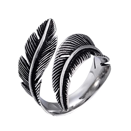 AIFUYUDM Verstellbarer 925 Silber Feder Ring - Offener Unisex Vintage Angel Flügel für Damen - Personalisiertes Geschenk - Verlobungs- und Eheringe Mit Geschenkbox von AIFUYUDM