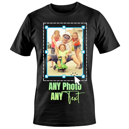 Unisex Größe XXL - Personalisiert Zoomen & Ausgeschnitten Design Beliebig Foto Bild Text Bedruckte Hemden T-Shirts Druck Rückseite - Schwarz von AIGAT