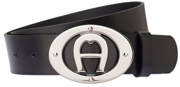 AIGNER - Aigner Logogürtel Basic Schließe Gunmetal 127373, schwarz - Gr. - 110 von AIGNER