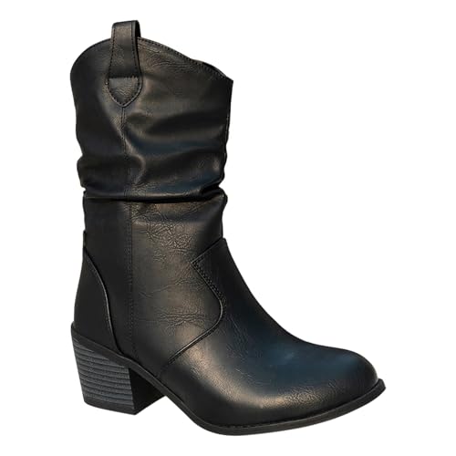 AIGOUT Cowboystiefel für Damen, breite Wade, Cowgirl-Stiefel, Kostümparty, 1960er und 1970er Jahre, Retro-Look, Schuhe, Damenkostüm, Absatzstiefel, Reißverschluss, weite Passform, Lederstiefel, AIGOUT Cowboystiefel für Damen, breite Wade, Cowgirl-Stiefel, Kostümparty, 1960er und 1970er Jahre, Retro-Look, Schuhe, Damenkostüm, Absatzstiefel, Reißverschluss, weite Passform, Lederstiefel, von AIGOUT