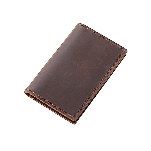 AIGUONIU Handgefertigte Geldbörse aus 100 % Leder mit Kartenhalter, minimalistisches Design, dünn und schlank, ideal als Geschenk, Kaffee, Vintage von AIGUONIU