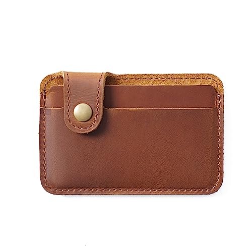 AIGUONIU Handgefertigtes minimalistisches Kartenetui aus echtem Leder, Brieftasche, Vordertasche, Karten-Organizer, Braun, Vintage von AIGUONIU