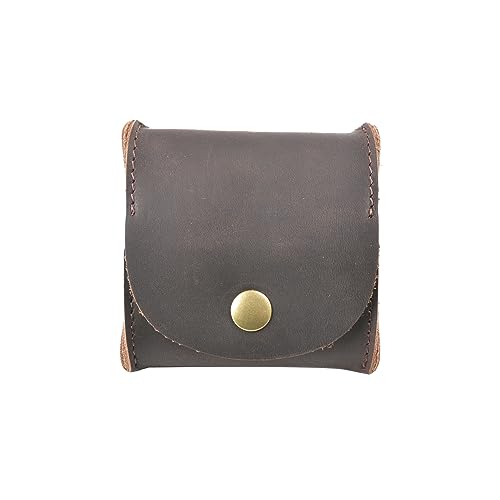 AIGUONIU Leder Münzbörse Mini Kleine Geldbörse Weiblich Echtes Rindsleder Vintage Design Individuation Männer Frauen Münztasche, Kaffee von AIGUONIU